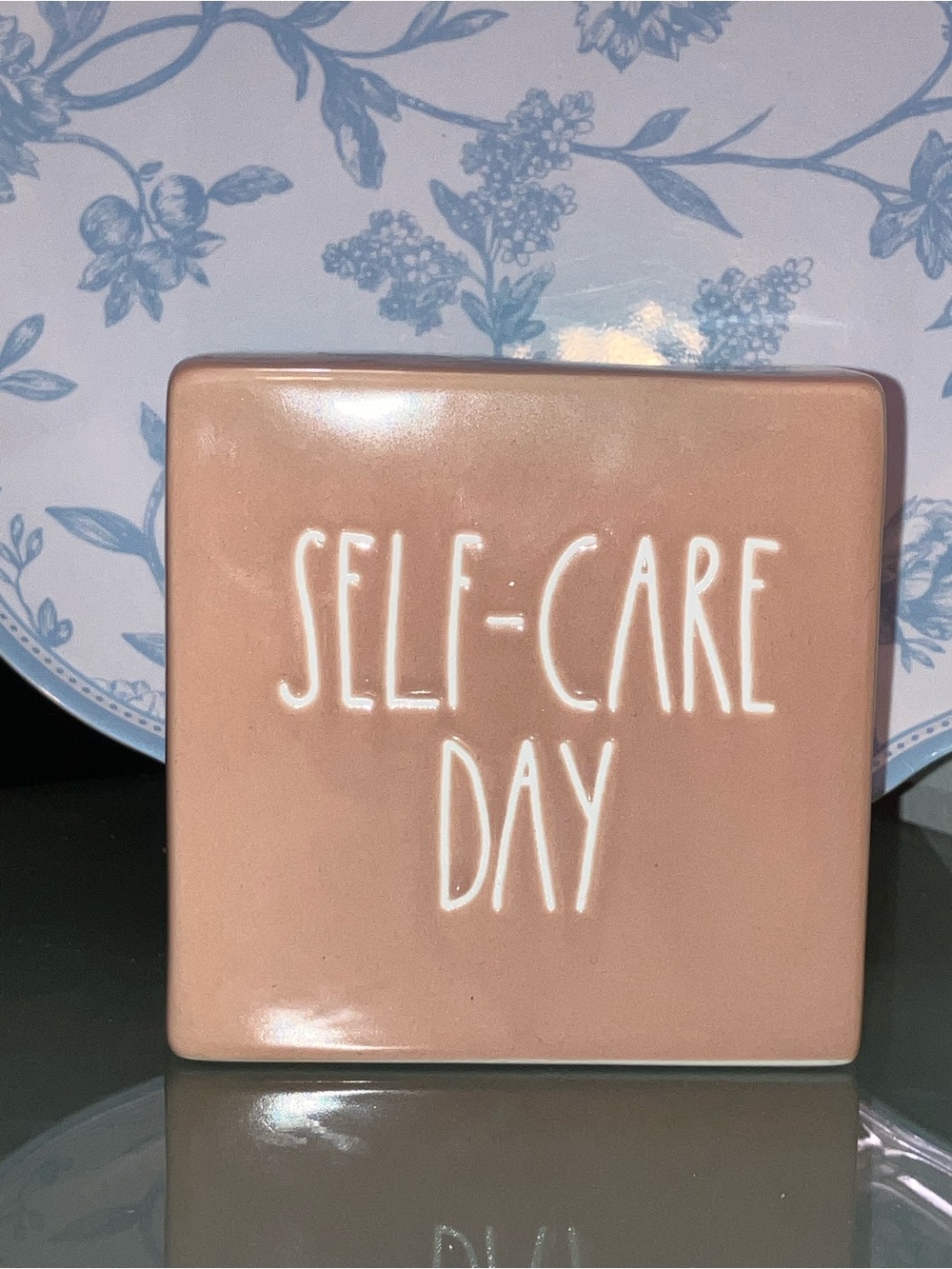 Rae Dunn Artisan Collection Dusty Pink 'SELF-CARE DAY' Decorative Ceramic Sign
